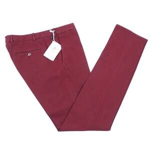 NEW LUIGI BORRELLI NAPOLI men's slim-fit cotton pants in burgundy